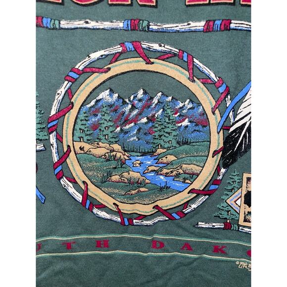 Vintage Black Hills Shirt South Dakota Green Native Graphic Tee Oneita VTG 90s - Picture 3 of 10